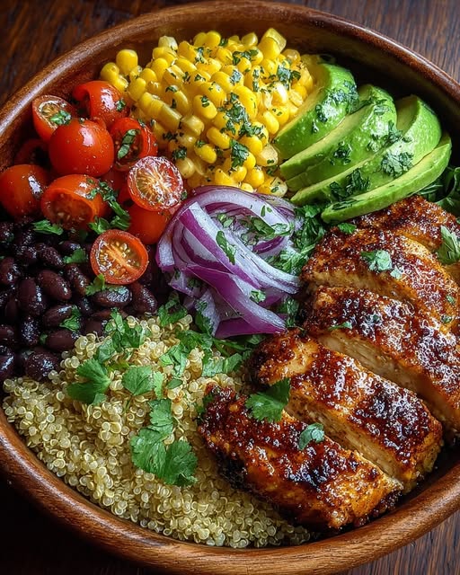 Honey Lime Chicken & Avocado Quinoa Bowl Recipe