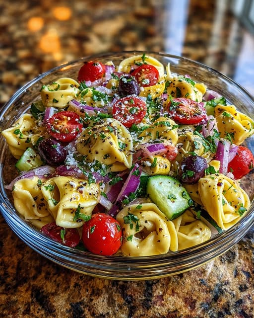 Mediterranean Tortellini Salad with Artichokes & Olives Recipe - Recipe Image