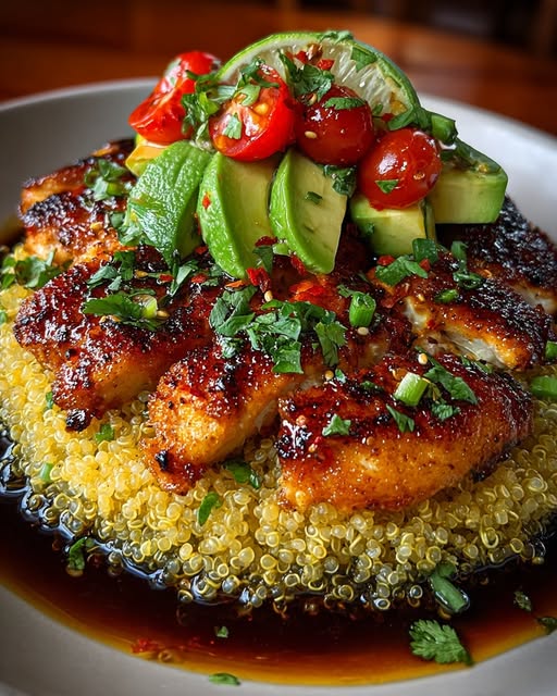 cado Quinoa Stack with Hot Honey Drizzle Recipe - Recipe Image
