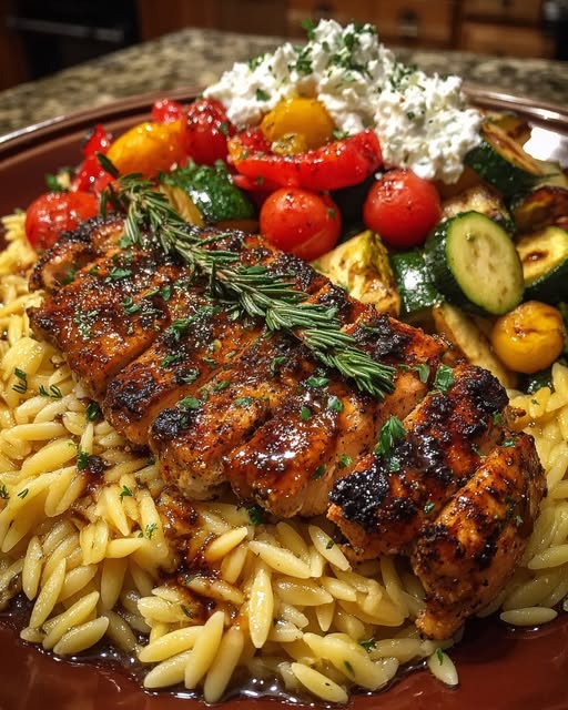 Divide cooked orzo among plates Recipe