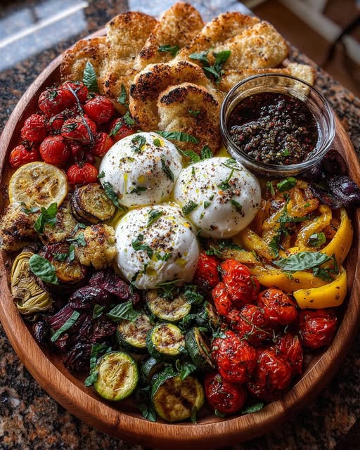Mediterranean Burrata & Roasted Veggie Board Recipe