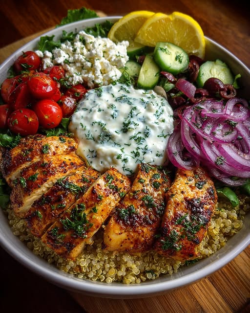 Chicken Power Bowl with Tzatziki & Feta Recipe - Recipe Image