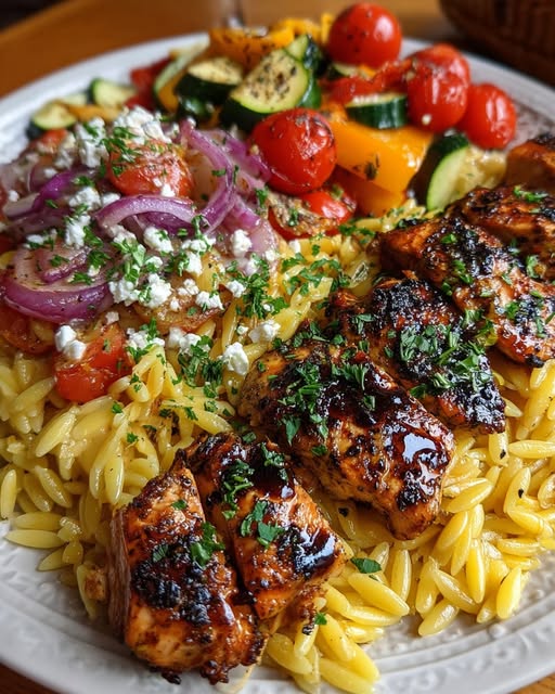 Balsamic Chicken Orzo with Roasted Veggies & Feta Recipe - Recipe Image