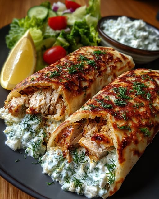 Greek Chicken Wraps with Tzatziki Sauce Recipe - Recipe Image