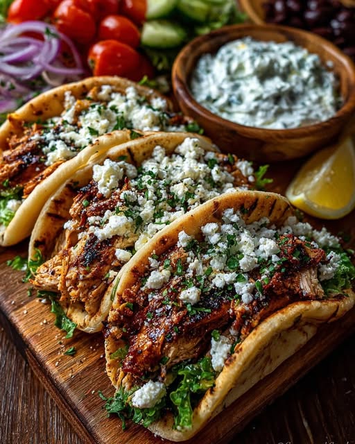 Greek Chicken Gyros with Whipped Feta Sauce Recipe