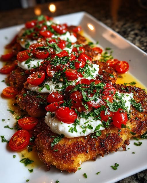 Place cooked chicken cutlets on plates Recipe