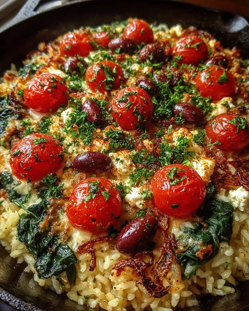 Mediterranean Spinach Feta Rice Bake Recipe - Recipe Image
