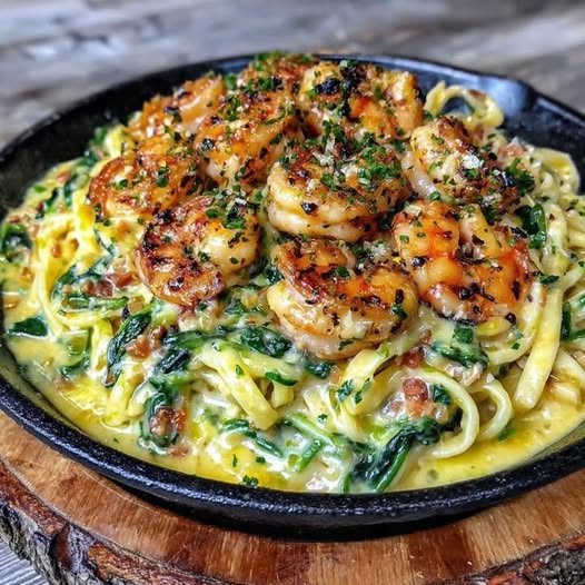 Creamy Shrimp Alfredo with Spinach Recipe