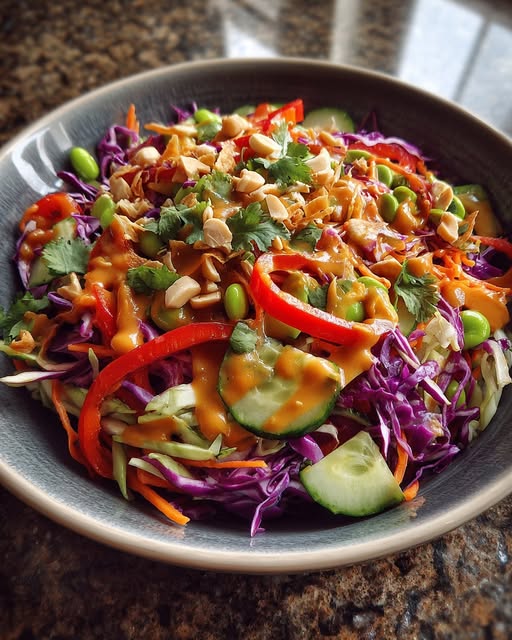 Thai Crunchy Veggie Salad with Peanut Sauce Recipe - Recipe Image