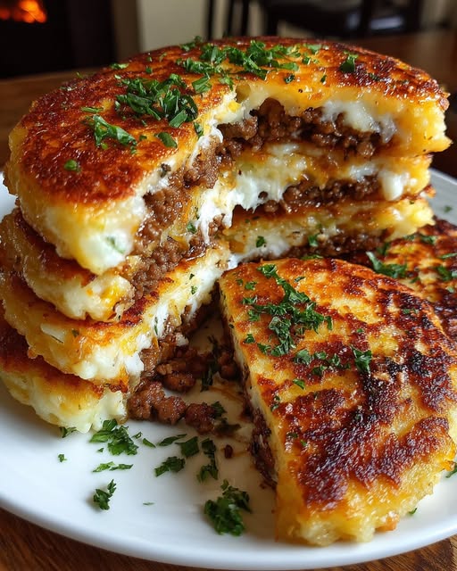 Mashed Potato Pancakes with Meat Filling Recipe