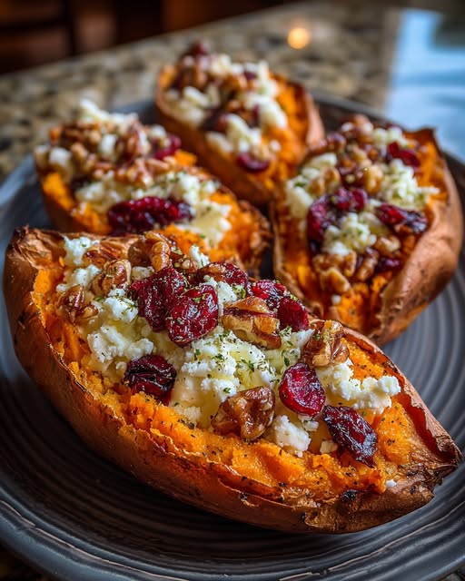 Cranberry Apple Twice-Baked Sweet Potatoes Recipe - Recipe Image
