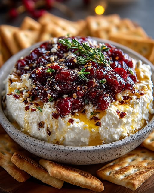 Cranberry Whipped Feta Dip with Hot Honey Drizzle Recipe - Recipe Image