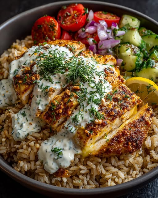 Rice Bowl with Whipped Feta Yogurt Sauce Recipe - Recipe Image