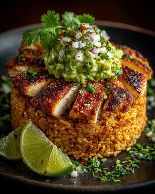 Honey Lime Chicken & Guacamole Brown Rice Stack Recipe