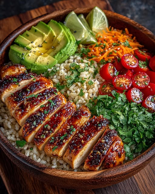 Honey Lime Chicken & Avocado Brown Rice Power Stack Recipe - Recipe Image