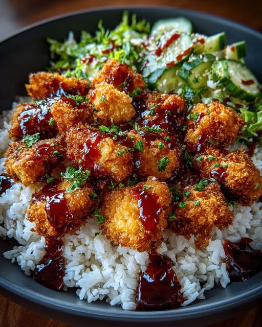 Sweet Heat Popcorn Chicken Drizzle Bowl Recipe - Recipe Image