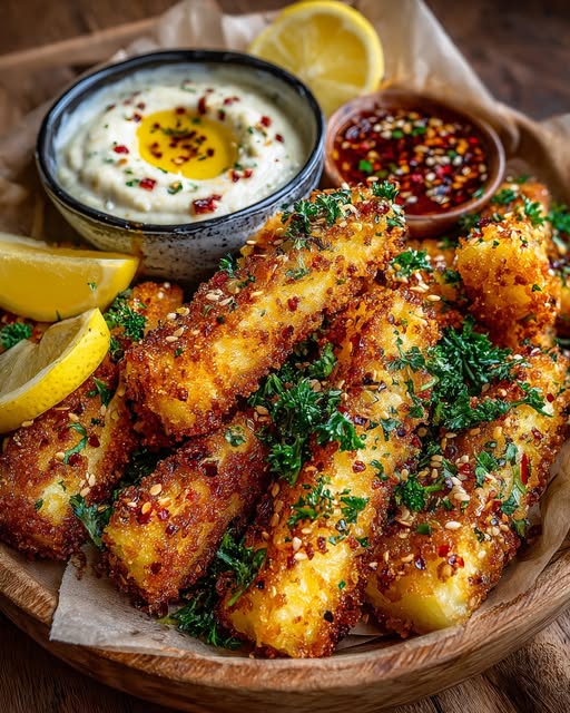 Maple-Glazed Halloumi Fries with a Lemon-Tahini Dip Recipe - Recipe Image