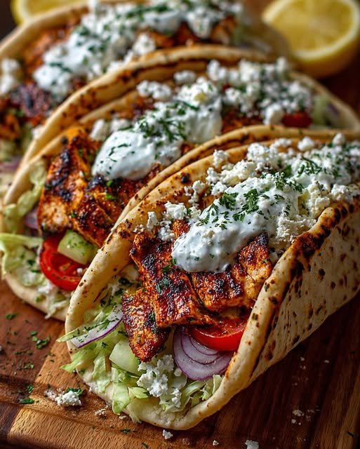 Greek Chicken Wraps with Garlic Yogurt Sauce Recipe