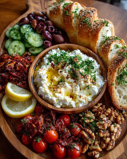 Rustic Mediterranean Bread and Goat Cheese Board Recipe - Recipe Image
