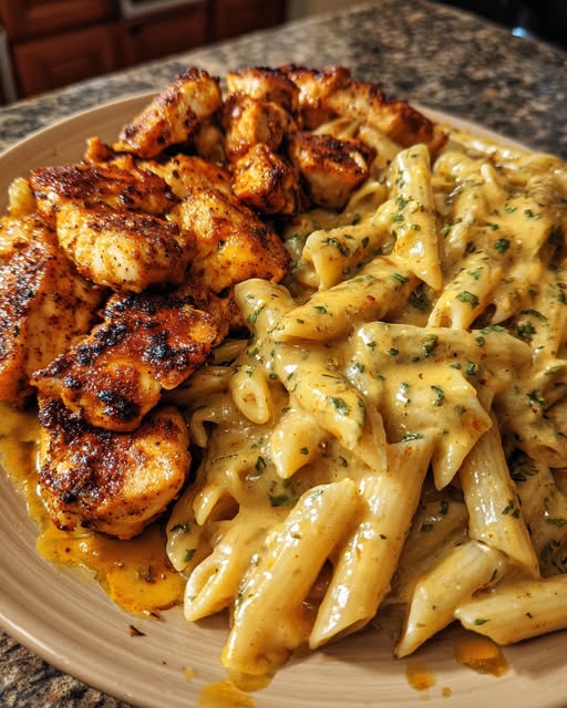 Cajun Chicken with Creamy Cajun Alfredo Penne Recipe