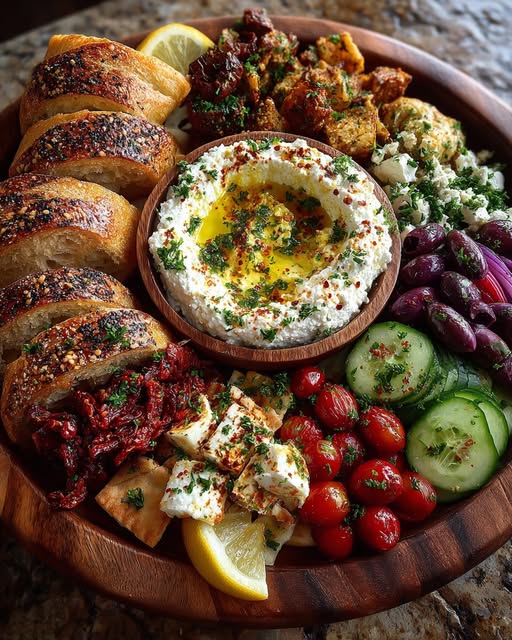 Rustic Mediterranean Bread and Feta Mezze Board Recipe