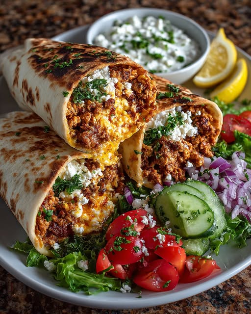 Wrap with Whipped Spicy Lemon Honey Feta Recipe