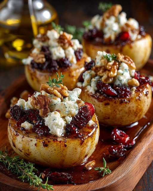 Baked Pears with Feta, Honey, and Cranberries Recipe - Recipe Image