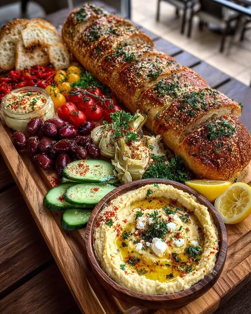 Rustic Mediterranean Bread and Hummus Board Recipe
