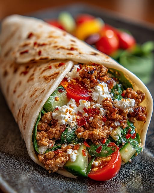Wrap with Whipped Spicy Lemon Honey Feta Recipe - Recipe Image