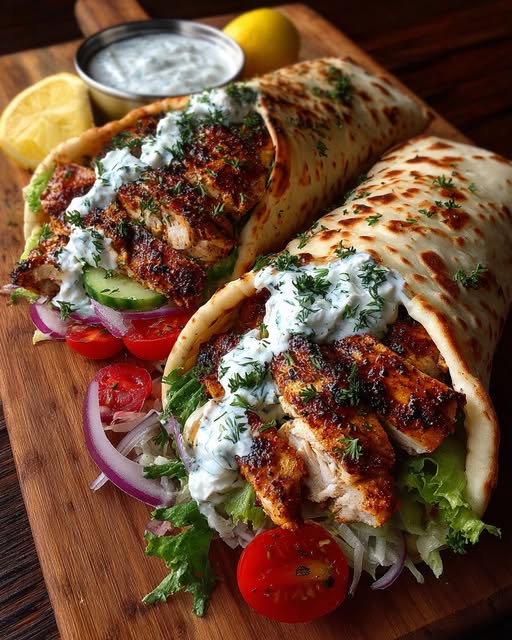 ro Wraps with Creamy Garlic Yogurt Sauce Recipe - Recipe Image