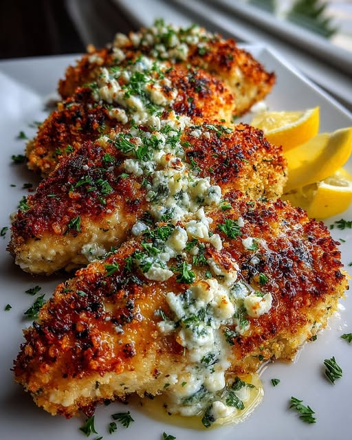 Crispy Hot Honey Lemon Feta Chicken Breasts with Herb Crust Recipe