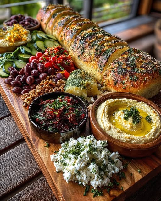 Rustic Mediterranean Bread and Mezze Board Recipe - Recipe Image