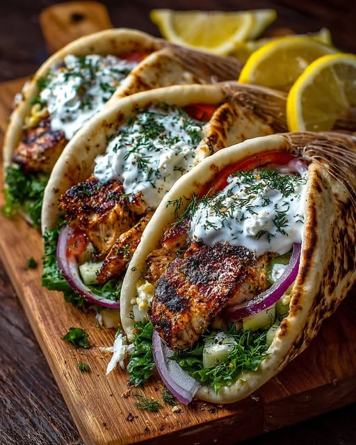 yro Wraps with Lemon Garlic Yogurt Sauce Recipe