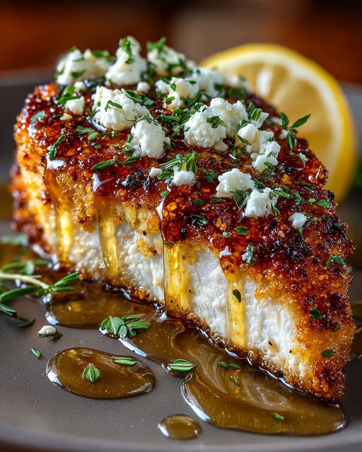 Honey Lemon Feta Chicken with Herb Crust Recipe - Recipe Image
