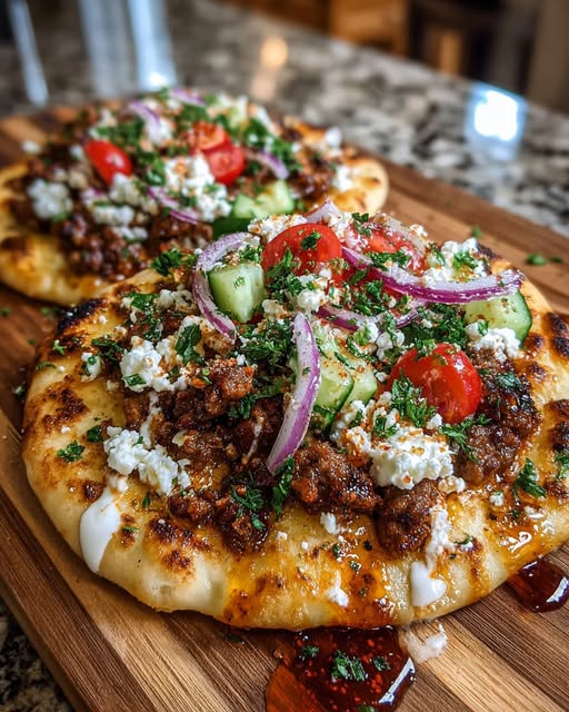 atbread with Garlic Hot Honey Feta Cream Recipe