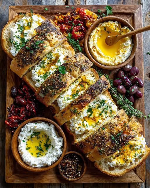 Rustic Mediterranean Bread and Whipped Feta Board Recipe