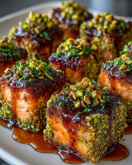 Pistachio-Crusted Salmon Bites with Maple Drizzle Recipe