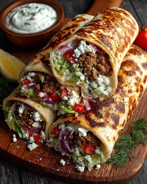 en Wrap with Dill Lemon Honey Feta Cream Recipe - Recipe Image