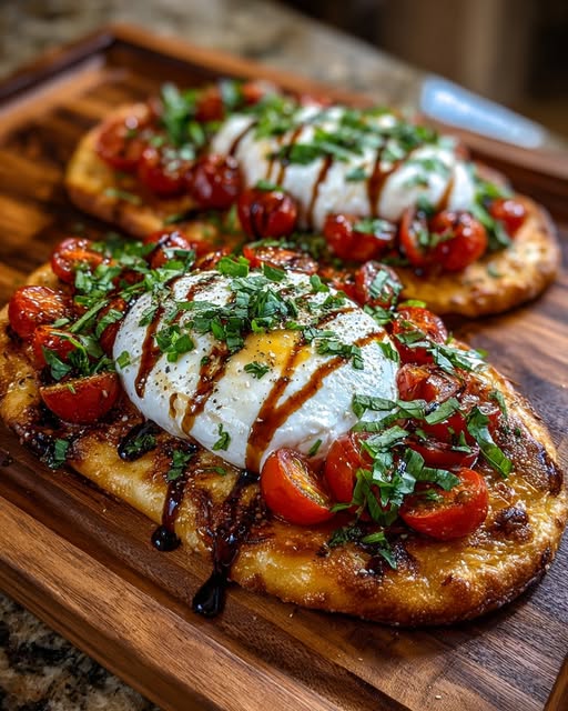 Burrata & Basil Caprese Flatbread Pizza Recipe