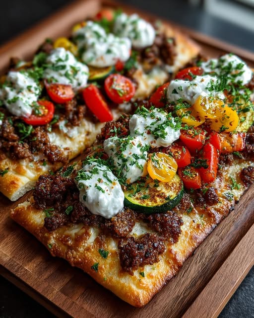 atbread with Garlic Hot Honey Feta Cream Recipe