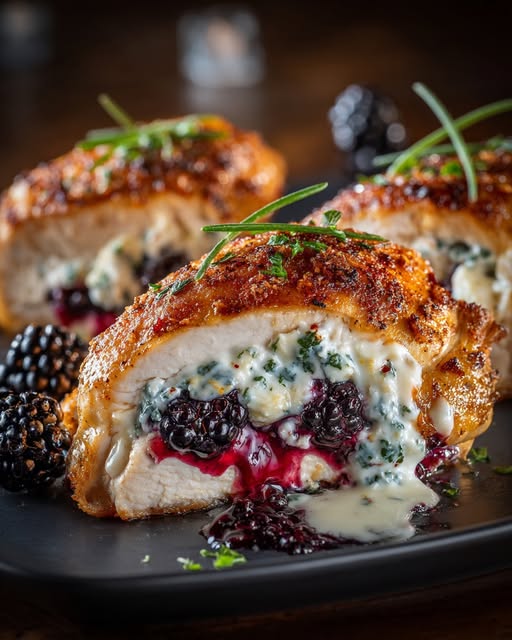 Blackberry Cream Cheese Stuffed Chicken Breast Recipe - Recipe Image