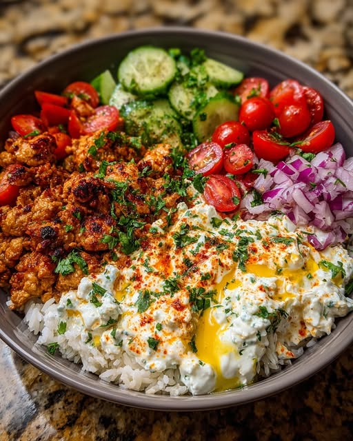 ce Bowl with Creamy Hot Honey Feta Sauce Recipe - Recipe Image