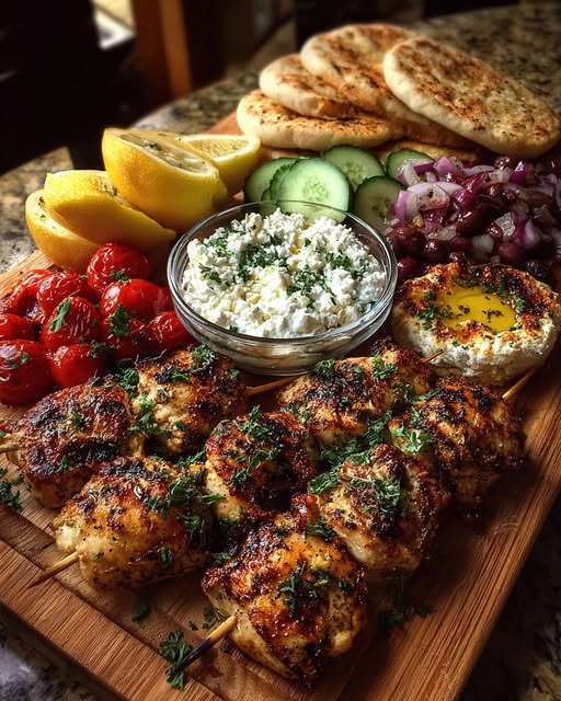 Souvlaki Board with Whipped Garlic Feta Recipe - Recipe Image