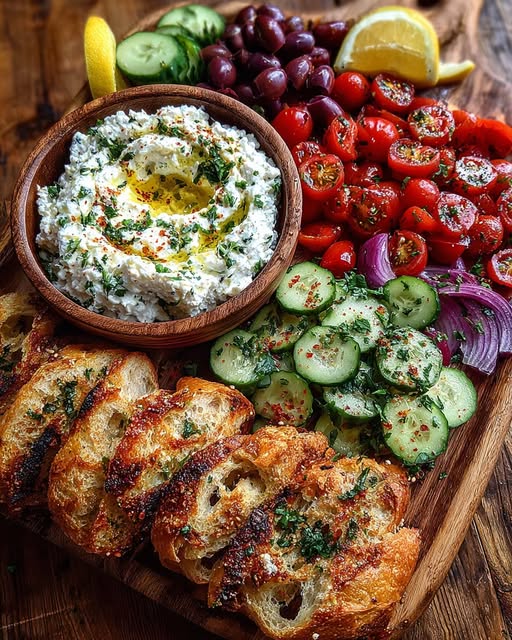 Place the whipped feta in a bowl at the center of the board Recipe - Recipe Image