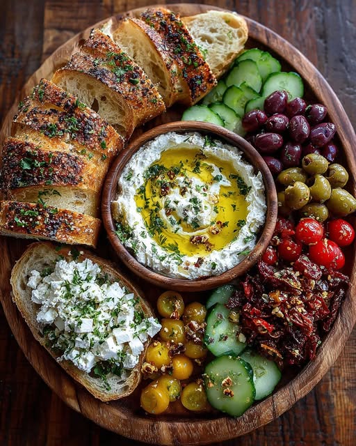 Rustic Mediterranean Bread & Feta Platter Recipe