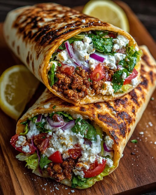 Wrap with Whipped Spicy Lemon Honey Feta Recipe - Recipe Image
