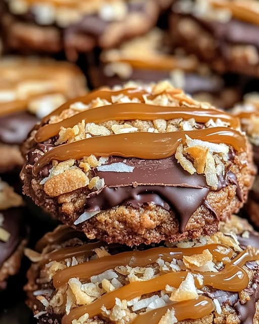 Caramel Coconut Chocolate Cookies Recipe - Recipe Image