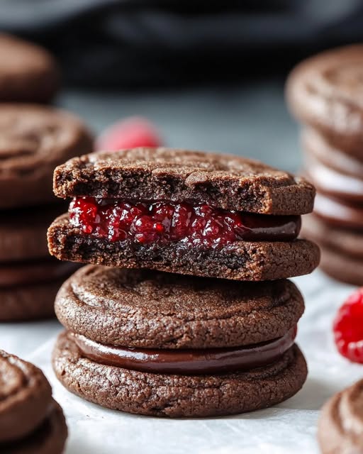 Chocolate Raspberry Sandwich Cookies Recipe - Recipe Image