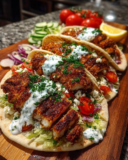 Chicken Pita with Garlic Yogurt Drizzle Recipe - Recipe Image