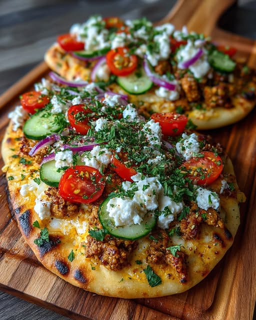 atbread with Garlic Hot Honey Feta Cream Recipe - Recipe Image